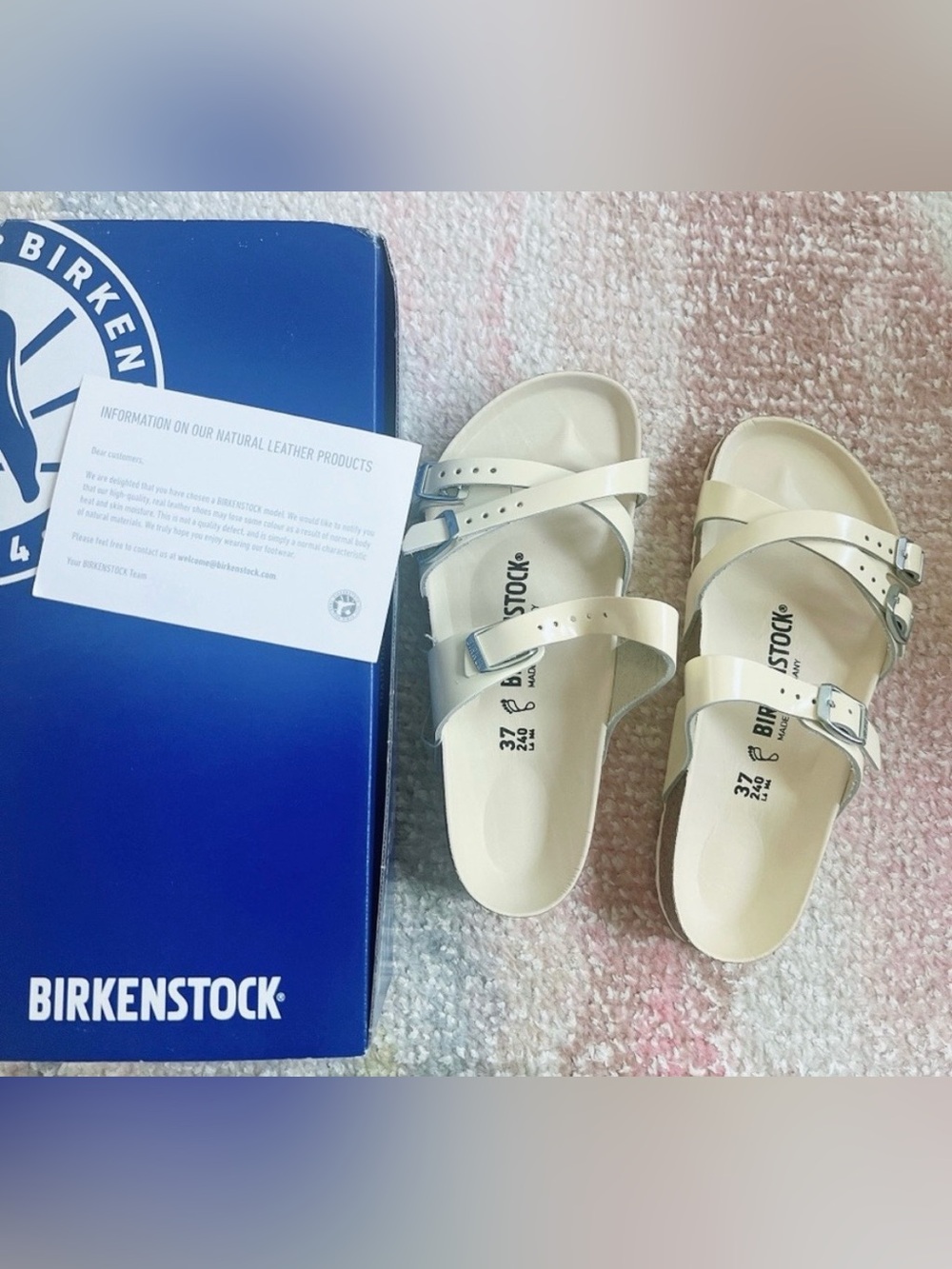 BIRKENSTOCK 💅 Franca Butter High Shine Patent Leather Women's Sandals 37 6 6.5 - Picture 1 of 10